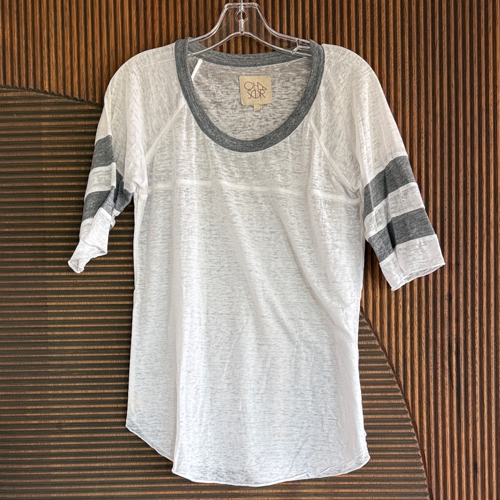 Chaser Gray and White Short Sleeve Tee
